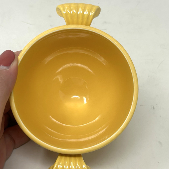 Vtg Original Fiestaware Yellow Sugar Bowl Scroll Handles 1939-1951 Missing Lid - Picture 4 of 8